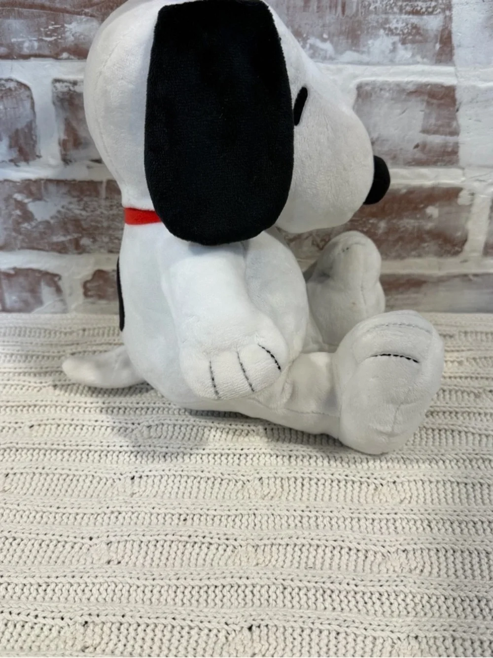 Classic White & Black Plush Dog Stuffed Toy - Snoopy Style
